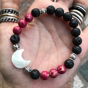 Genuine mother of pearl moon oil diffuser bracelet